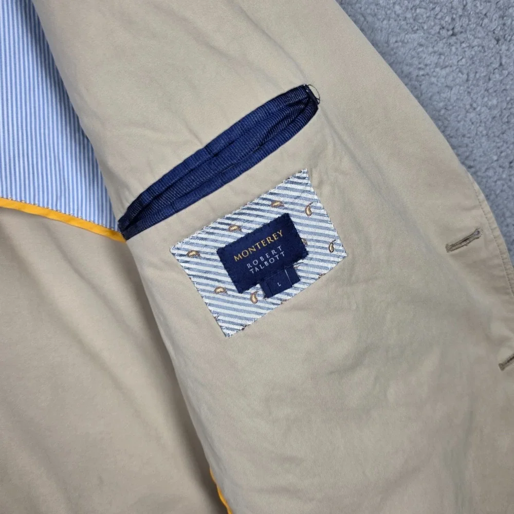 Robert Talbott Sport Coat Mens Size Large Beige Monterey Regular Fit Cotton